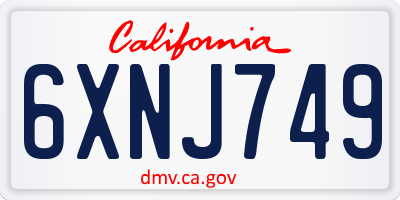 CA license plate 6XNJ749