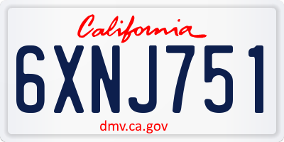 CA license plate 6XNJ751
