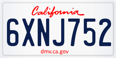 CA license plate 6XNJ752