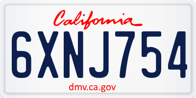 CA license plate 6XNJ754