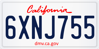 CA license plate 6XNJ755
