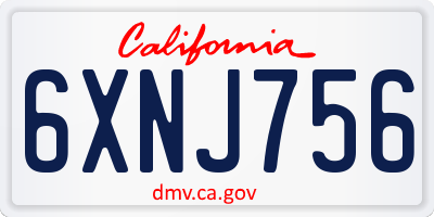 CA license plate 6XNJ756