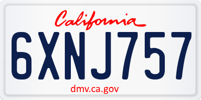 CA license plate 6XNJ757