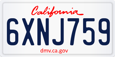 CA license plate 6XNJ759