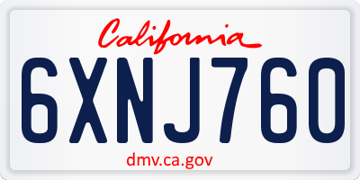 CA license plate 6XNJ760