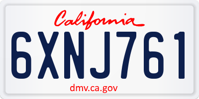 CA license plate 6XNJ761