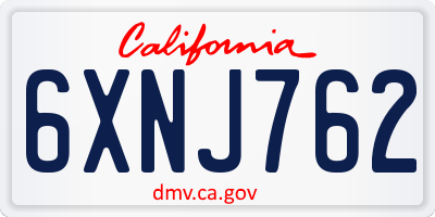 CA license plate 6XNJ762
