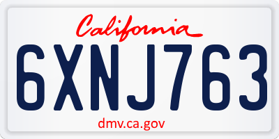 CA license plate 6XNJ763
