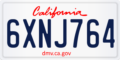 CA license plate 6XNJ764