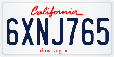 CA license plate 6XNJ765