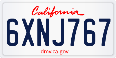 CA license plate 6XNJ767