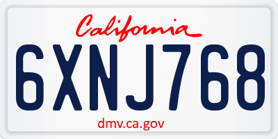 CA license plate 6XNJ768
