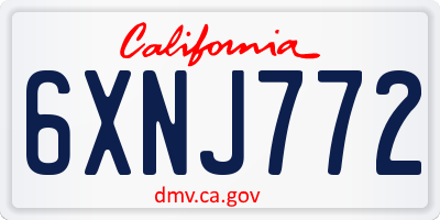 CA license plate 6XNJ772
