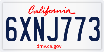 CA license plate 6XNJ773