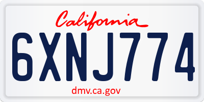 CA license plate 6XNJ774