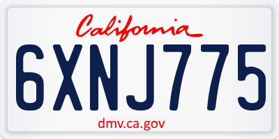 CA license plate 6XNJ775