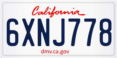 CA license plate 6XNJ778