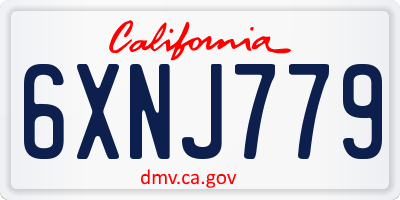 CA license plate 6XNJ779