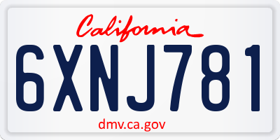 CA license plate 6XNJ781
