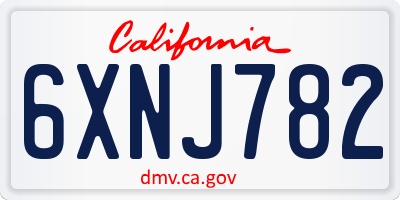 CA license plate 6XNJ782