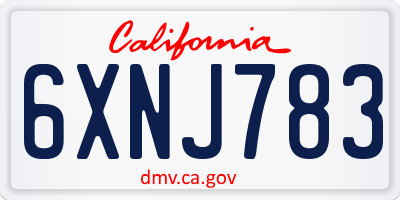 CA license plate 6XNJ783