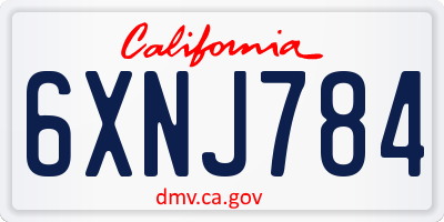 CA license plate 6XNJ784