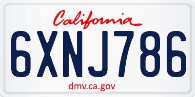 CA license plate 6XNJ786