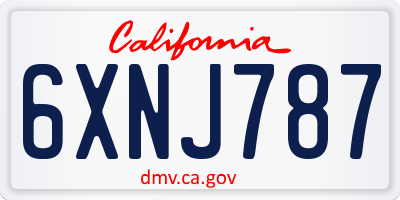CA license plate 6XNJ787