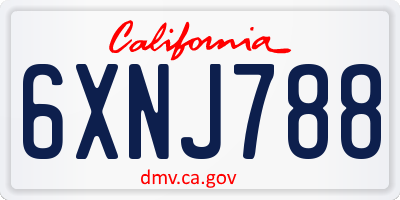 CA license plate 6XNJ788