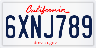 CA license plate 6XNJ789