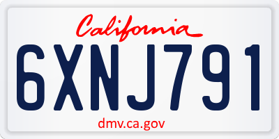CA license plate 6XNJ791