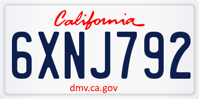 CA license plate 6XNJ792