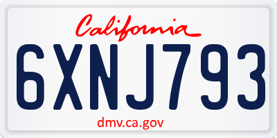 CA license plate 6XNJ793