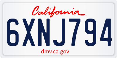 CA license plate 6XNJ794