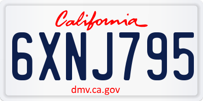 CA license plate 6XNJ795