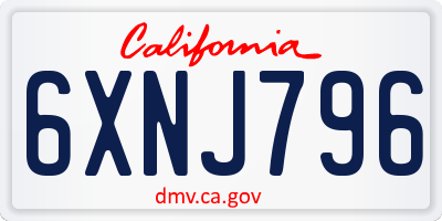 CA license plate 6XNJ796