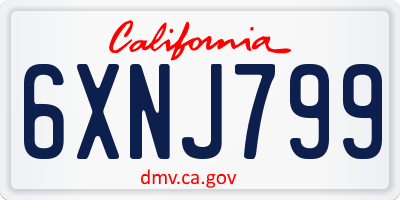 CA license plate 6XNJ799