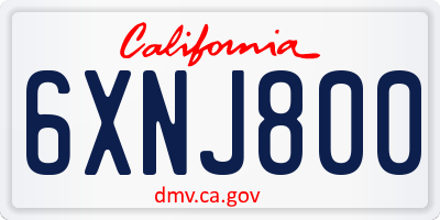 CA license plate 6XNJ800