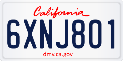 CA license plate 6XNJ801
