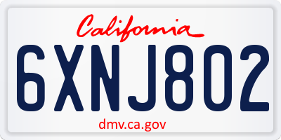 CA license plate 6XNJ802