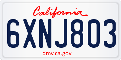 CA license plate 6XNJ803