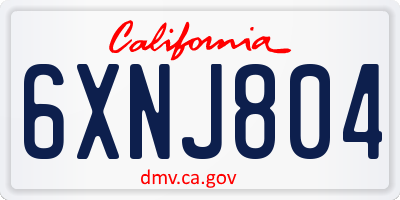 CA license plate 6XNJ804