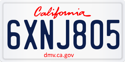 CA license plate 6XNJ805
