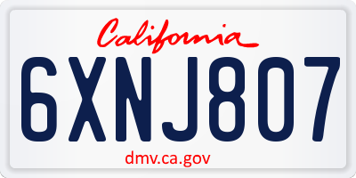 CA license plate 6XNJ807