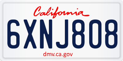 CA license plate 6XNJ808