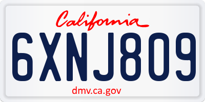 CA license plate 6XNJ809