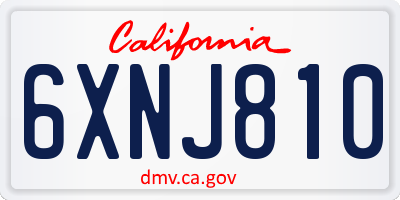 CA license plate 6XNJ810