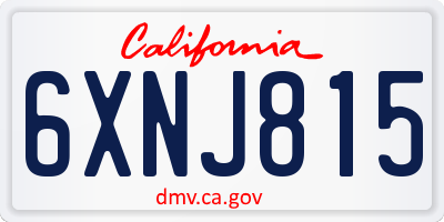 CA license plate 6XNJ815