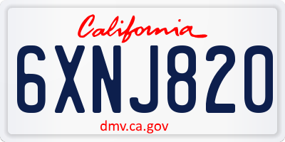 CA license plate 6XNJ820