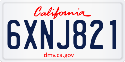 CA license plate 6XNJ821